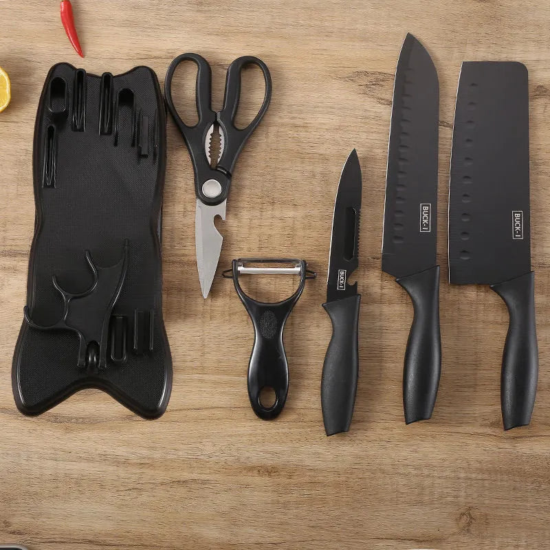 Black Steel Kitchen Knife Combination